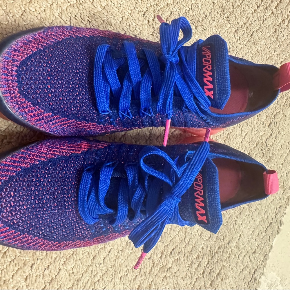Nike Women's Blue and Pink Flyknit VaporMax Sneakers - Picture 2 of 8